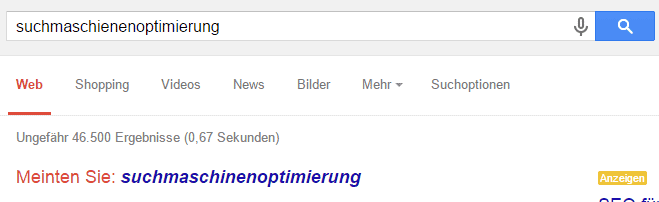 Google-Suchergebnis-Suchmaschienenoptimierung